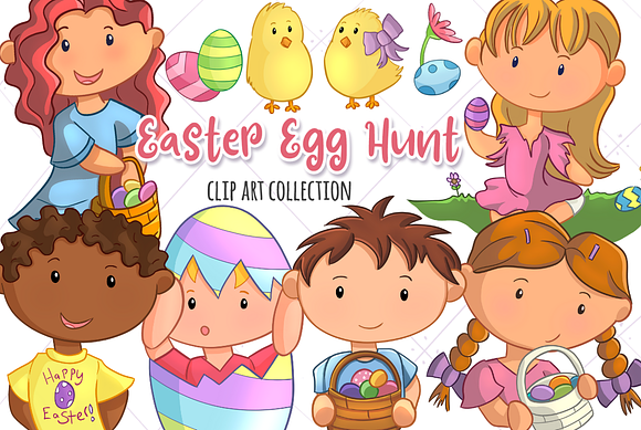 Cute Easter Egg Hunt Collection in Illustrations - product preview 3