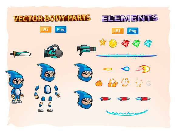 Shark Boy 2D Game Sprites in Graphics - product preview 2