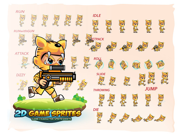 Tiger Boy 2D Game Sprites in Illustrations - product preview 1