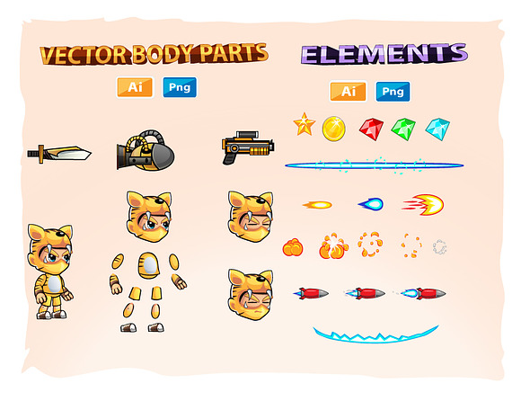 Tiger Boy 2D Game Sprites in Illustrations - product preview 2