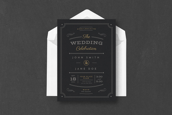 Vintage Wedding Invitation in Wedding Templates - product preview 1