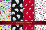 Colorful Gem Hearts Seamless Pattern
