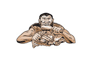 Neanderthal Man Eating Paleo Diet Et