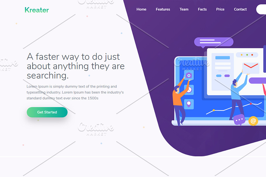Kreater - Startup Landing Page