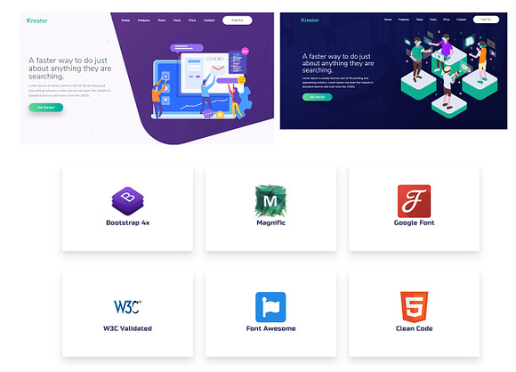 Kreater - Startup Landing Page in Bootstrap Themes - product preview 1