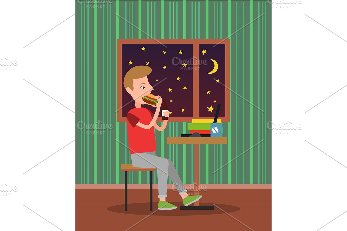 Eating Man in Pretty Flat Vector in Illustrations - product preview 8