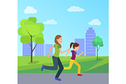 Mother Daughter Jogging Together