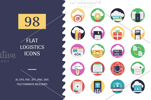 98 Flat Logistics Vector Icons in Icons - product preview 1