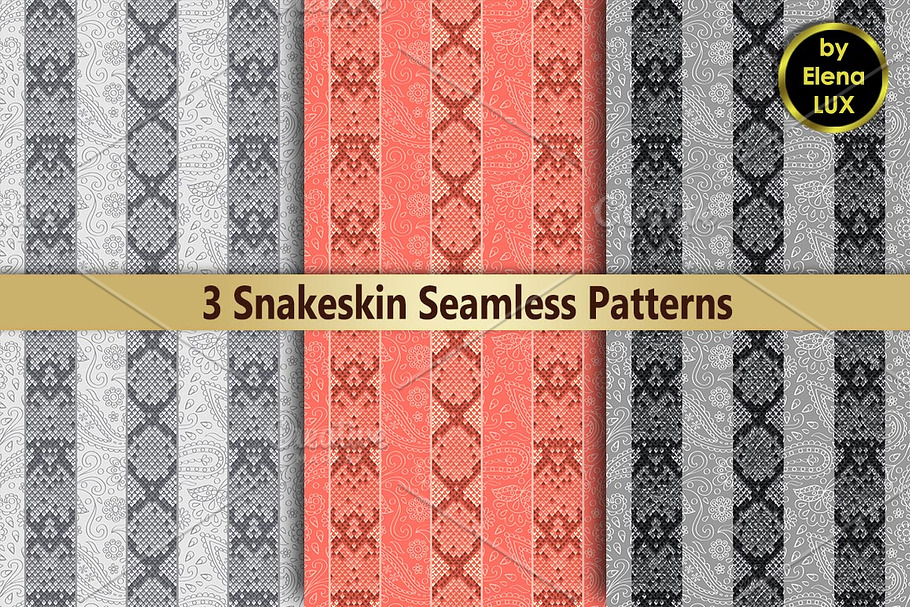 Snakeskin Seamless Patterns Set