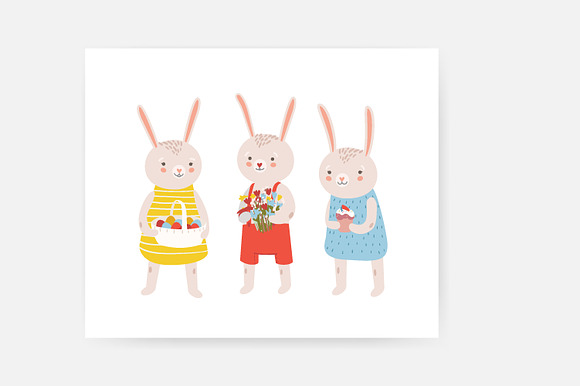 Easter rabbits scenes and cards in Illustrations - product preview 2