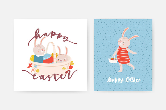 Easter rabbits scenes and cards in Illustrations - product preview 3