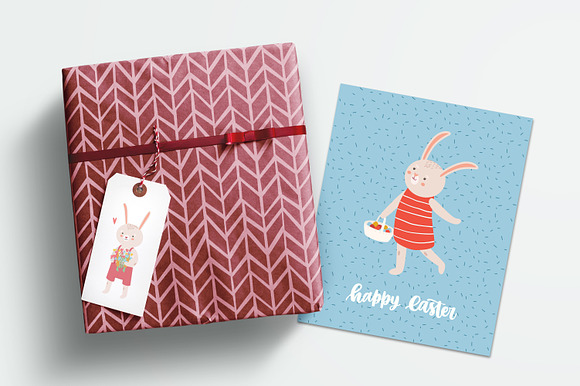 Easter rabbits scenes and cards in Illustrations - product preview 7