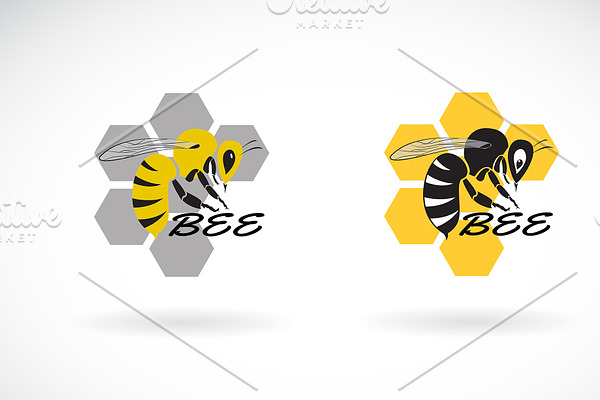 Vector of bee and honeycomb design.