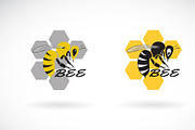 Vector of bee and honeycomb design.