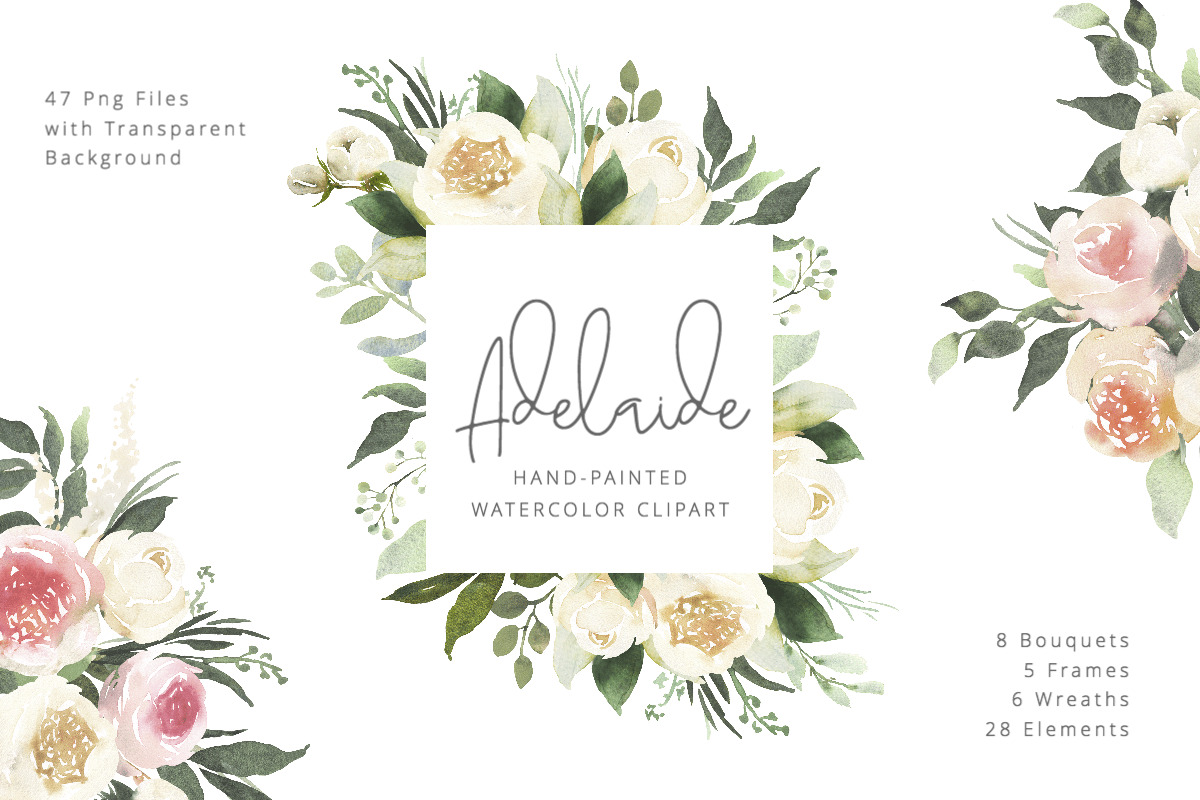 Adelaide watercolor clipart in Illustrations - product preview 8
