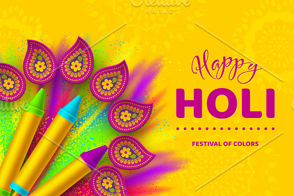 Happy Holi colorful banner for