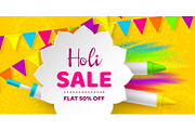 Holi sale promotional background.