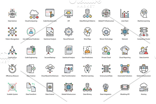 216 Data Science Vector Icons