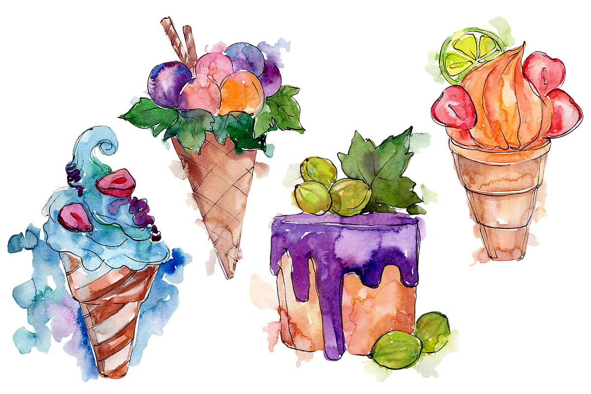 Fruit Dissert Watercolor png in Illustrations - product preview 8