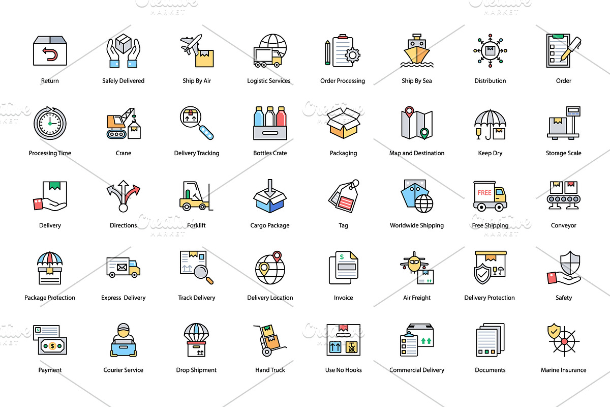 144 Logistics Delivery Vector Icons in Icons - product preview 8