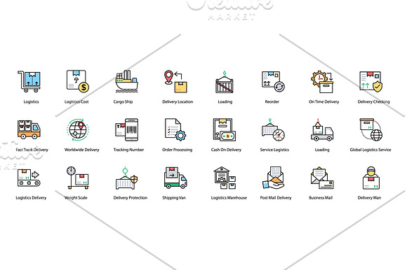 144 Logistics Delivery Vector Icons in Icons - product preview 3