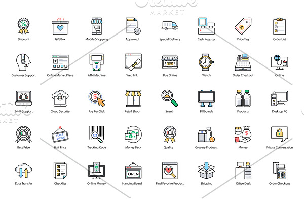 136 Shopping and Commerce Icons
