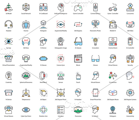 96 Virtual Reality Vector Icons in Camera Icons - product preview 1