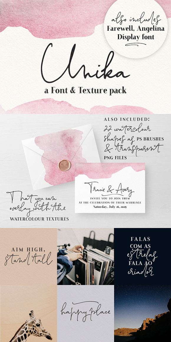 Unika font and texture pack in Script Fonts - product preview 11