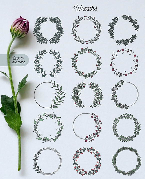 Wreath collection in Illustrations - product preview 4