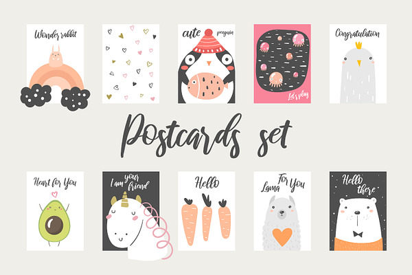 Postcards with animals