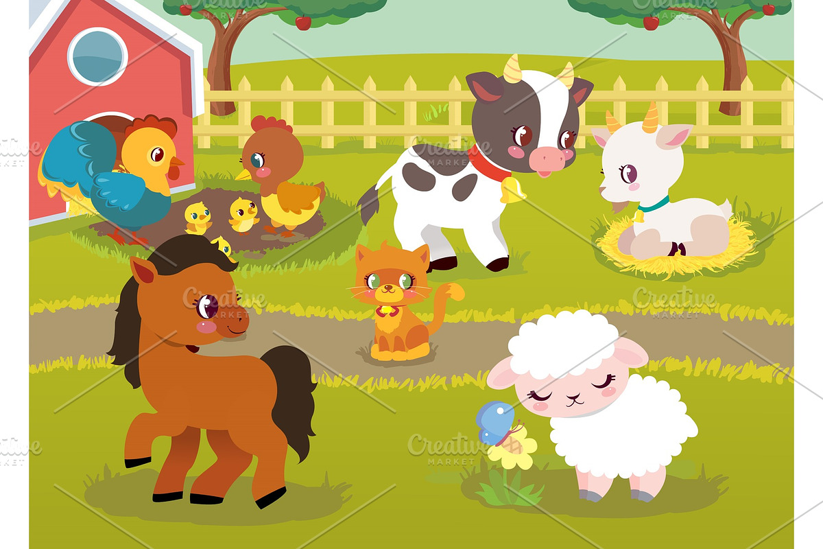 Farm Animal Happy Character in Illustrations - product preview 8