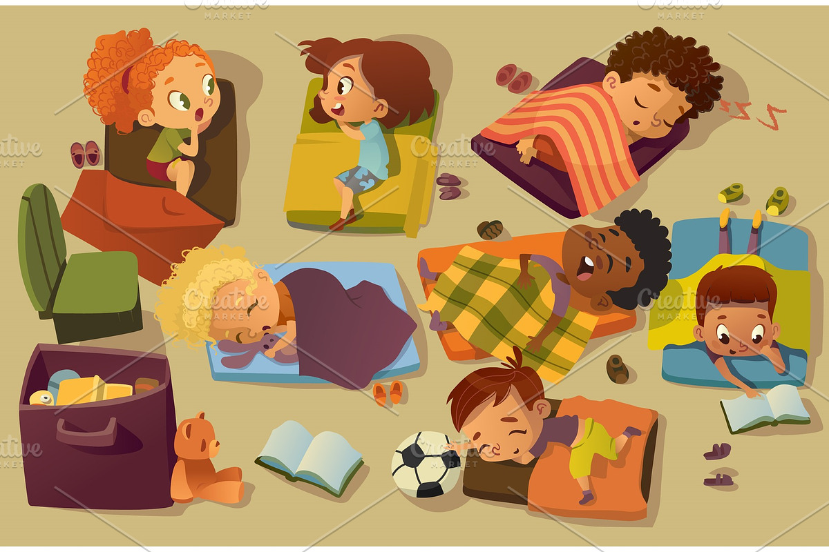 Kindergarten Nap Time Kid Vector in Illustrations - product preview 8