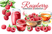 Raspberry. Watercolor collection