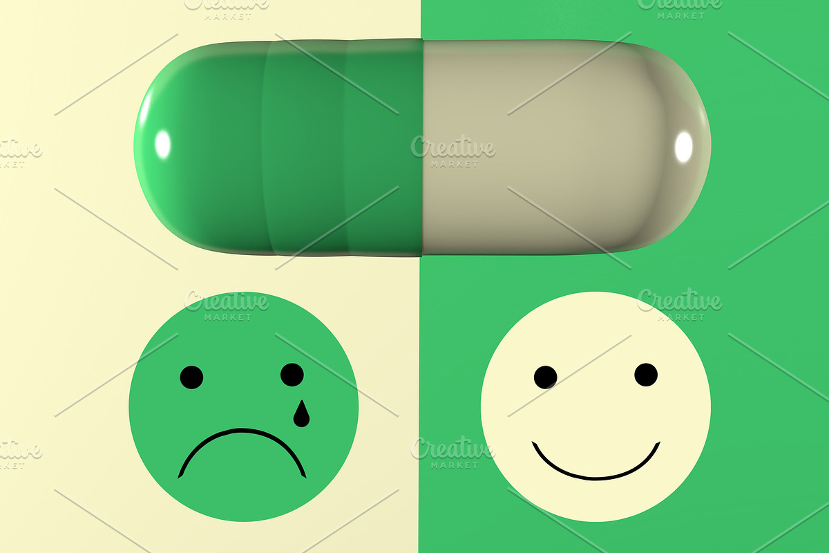 3d illustration of depression pill a in Illustrations - product preview 8