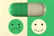 3d illustration of depression pill a