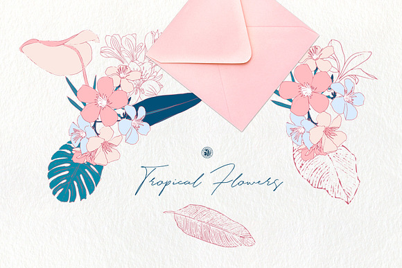 Tropical Flowers in Illustrations - product preview 1
