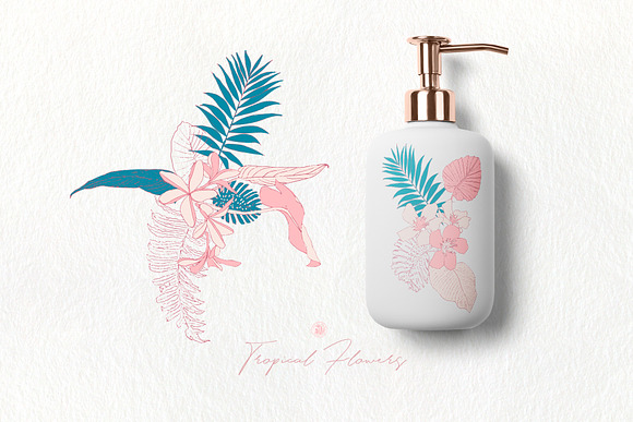 Tropical Flowers in Illustrations - product preview 3