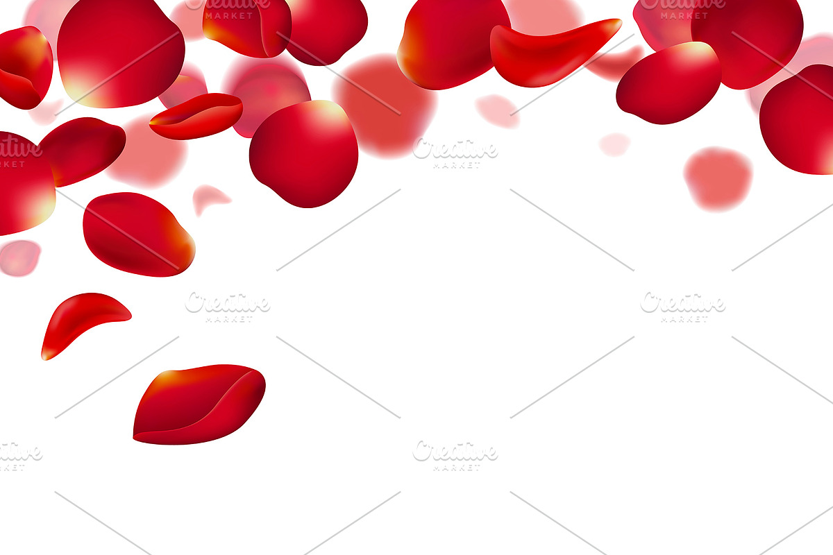 Red rose petals falling background in Illustrations - product preview 8