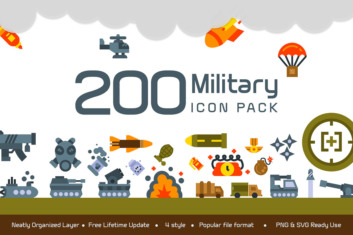 200 Military Icon Pack in Military Icons - product preview 8