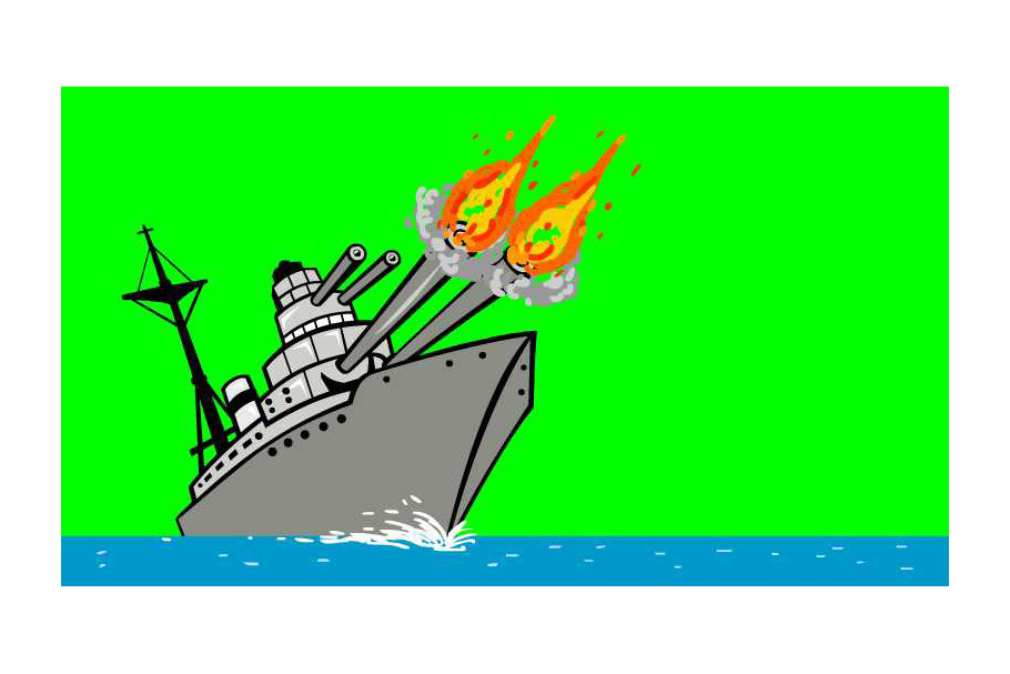 Animation Cartoon Battleship Firing 