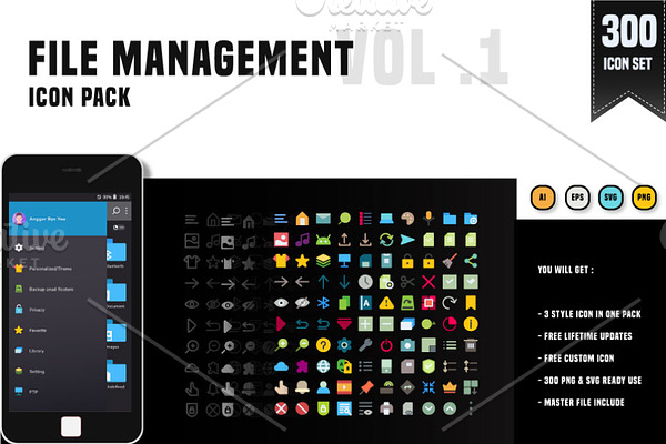 300 File Management Icon Pack