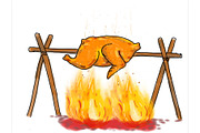  Animation Chicken Roasting Barbecue