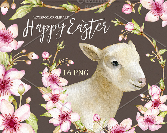 Easter watercolor clip art. in Illustrations - product preview 1