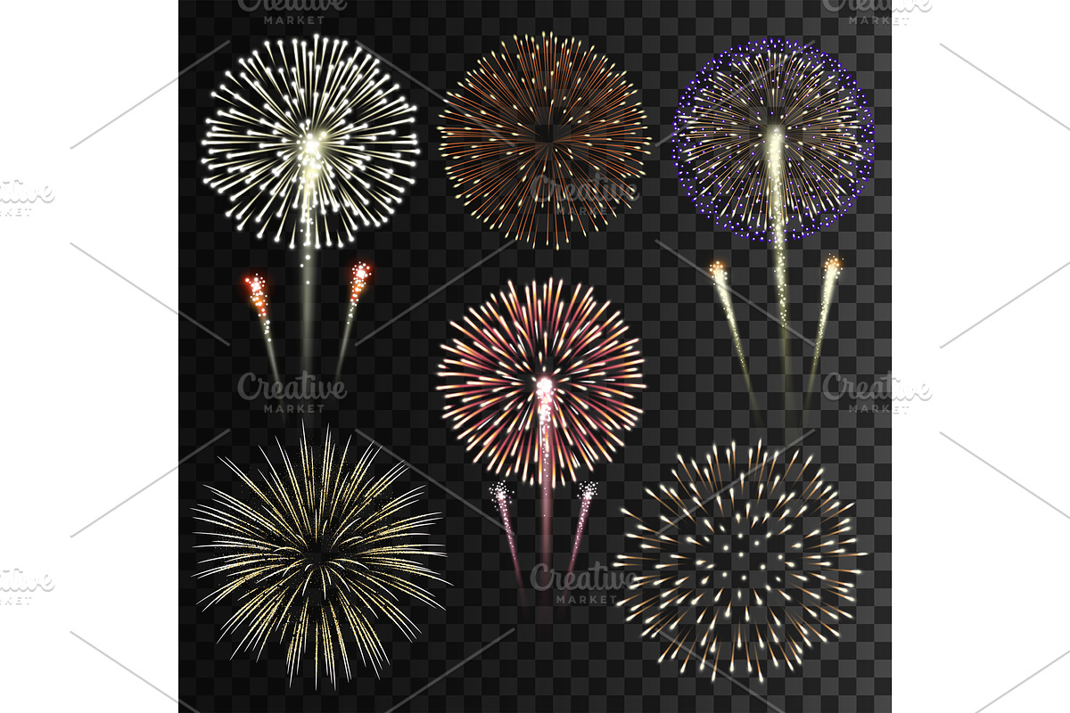Set of isolated vector fireworks in Illustrations - product preview 8