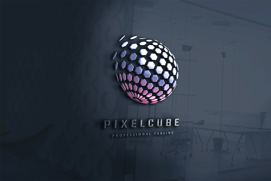 Pixel Cube Polygon Logo