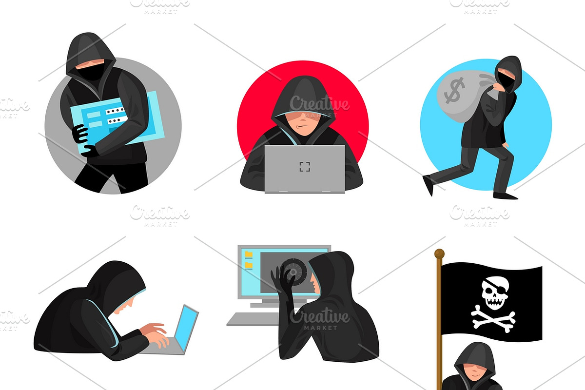 Hackers characters icons set in Icons - product preview 8