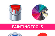 Painting tools realistic set