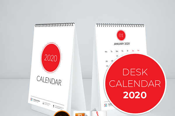2020 Simple Calendar for Desk