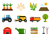 Agriculture flat icons set