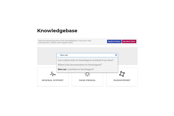 NanoSupport - Knowledgebase Search